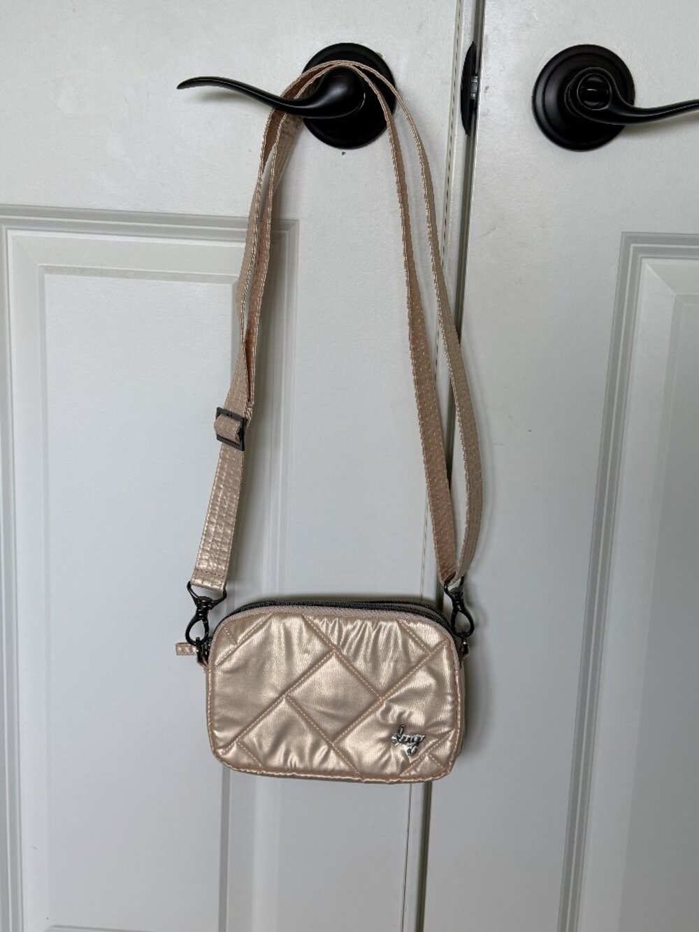 Lug Coupe SE Metallic Champagne Gold Quilted Crossbody Bag